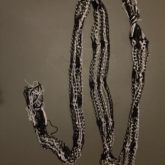 Beautiful Silver and Black Beaded Scarf - Picture 8 of 8